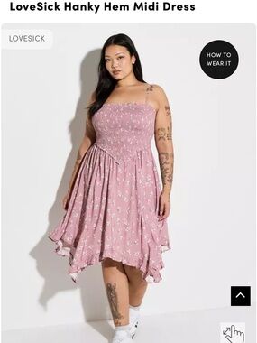 Lovesick Mauve Pink Floral Hanky Hem Midi Dress